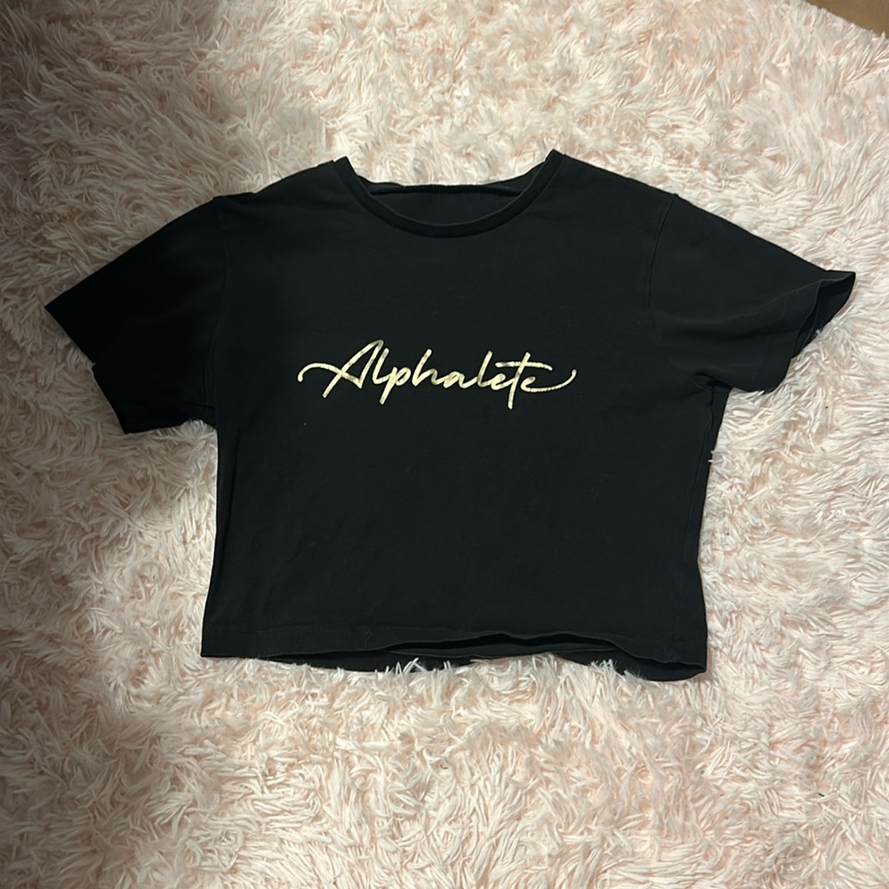 Black alphalete crop top